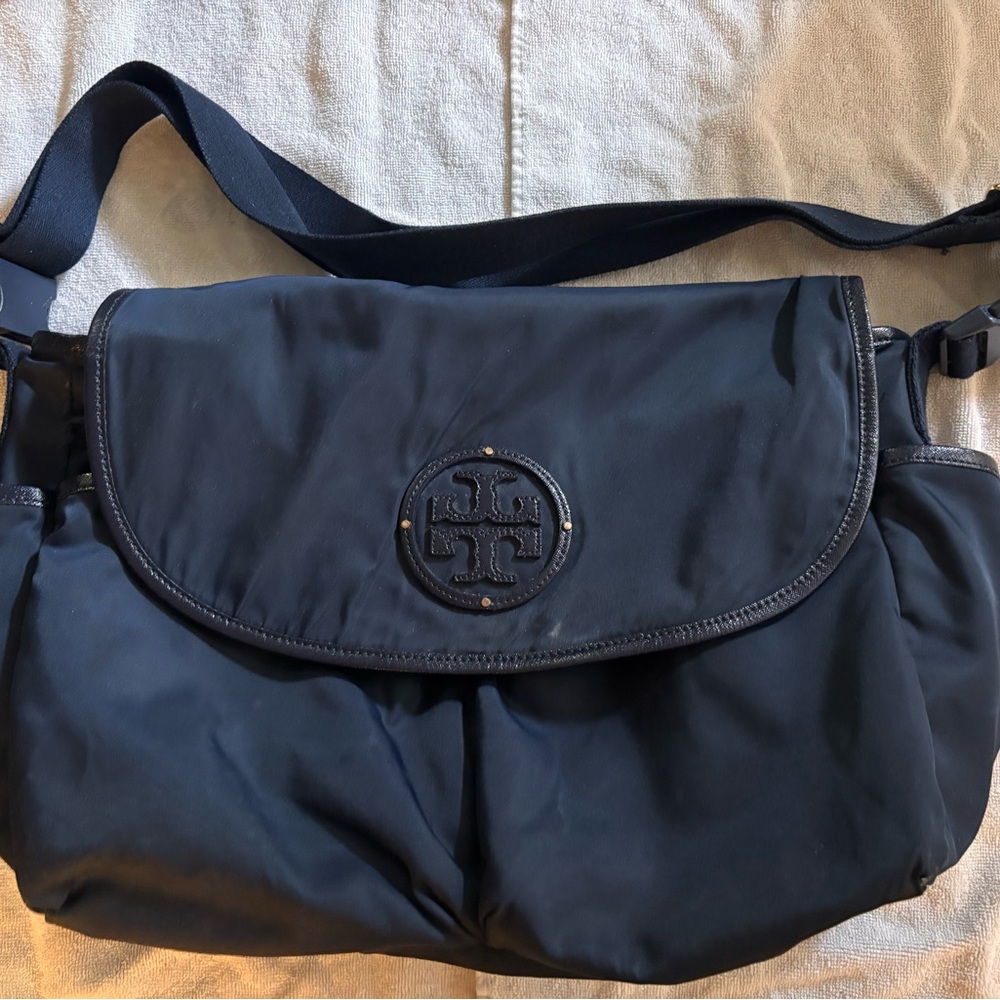 Tory Burch Navy Blue Nylon Messenger Bag
